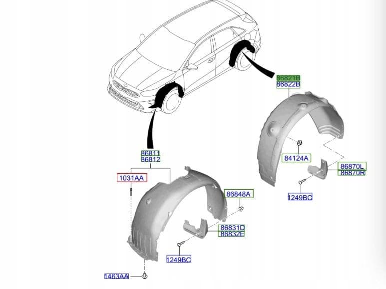 Arco de rueda trasero izquierdo Kia ProCeed 2020-2025 nuevo