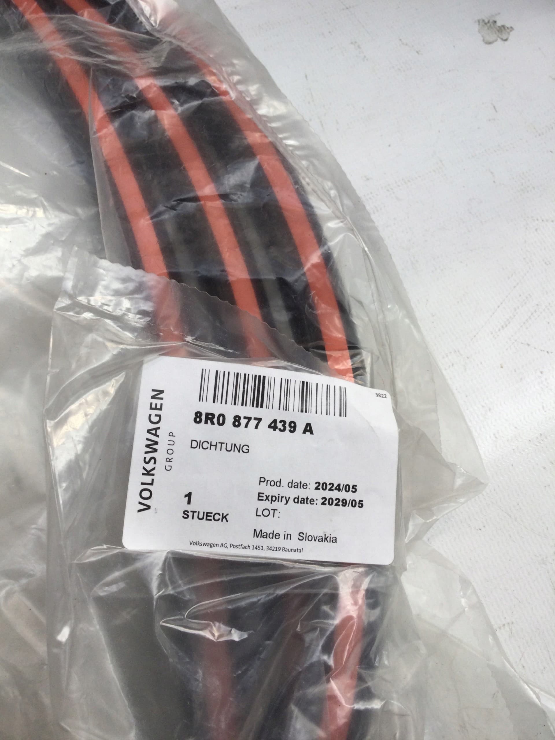Junta de techo solar VW, Skoda, Seat, Cupra, Audi 8R0877439A nuevo 2