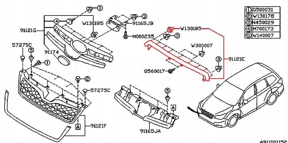 Tira de superposición frontal dummy original Subaru nuevo 3