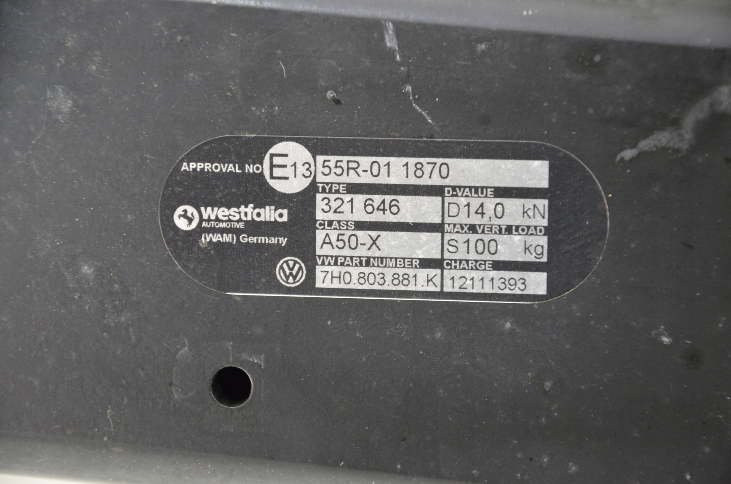 Barra de Remolque Westfalia VW T5 7H0803881K nuevo 6