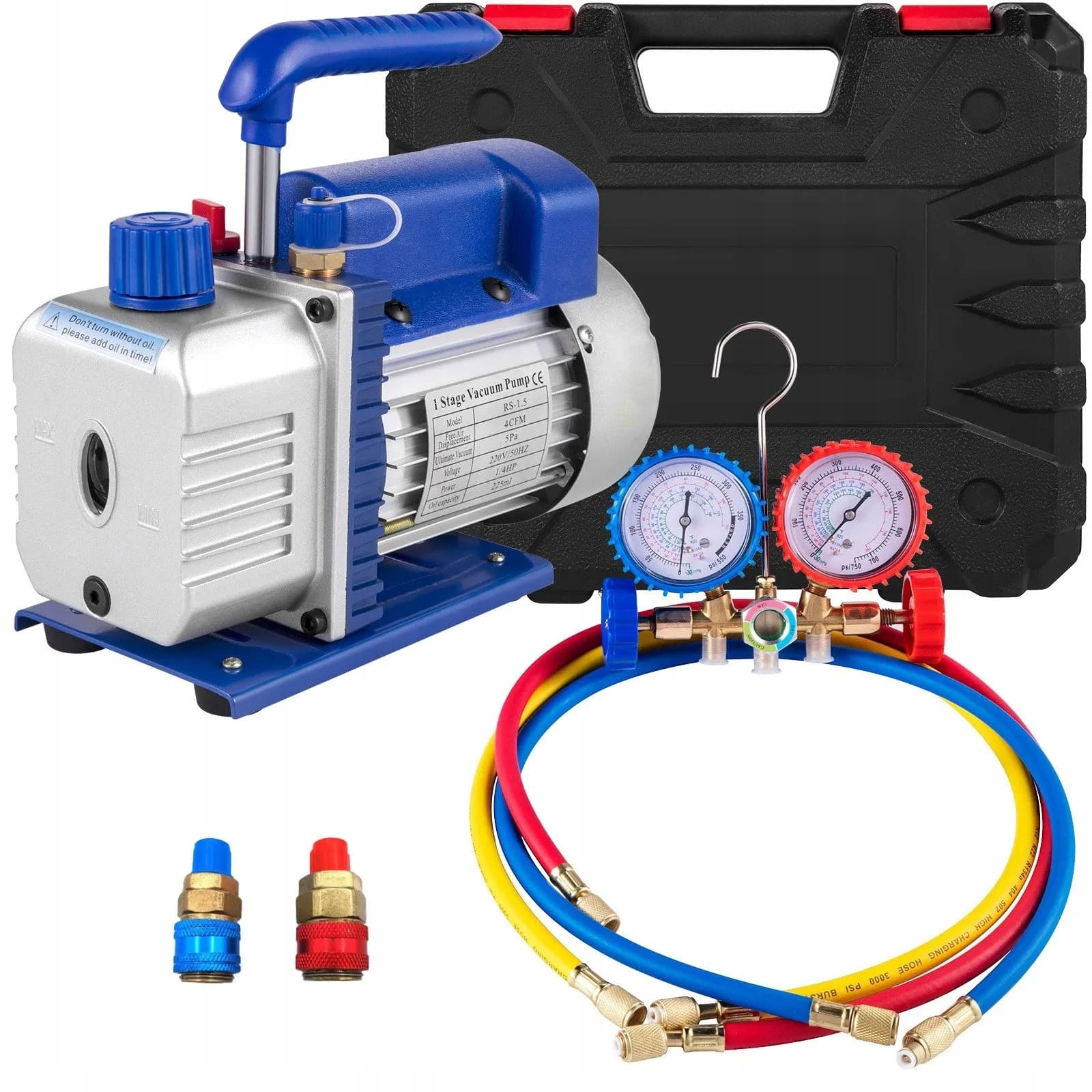 Bomba de vacío 4 Cfm 1/3 HP con manómetro 5PA 1720 Rpm usado