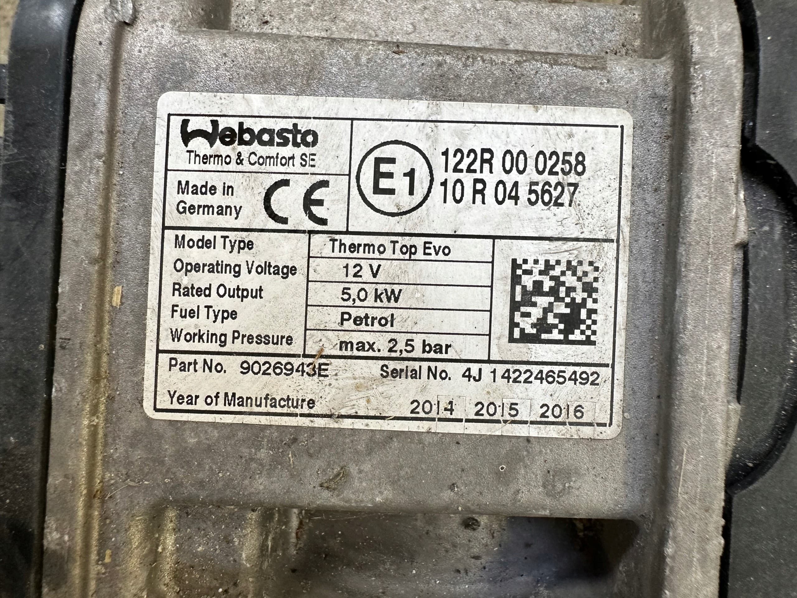 Calefactor estacionario Webasto 122R000258 usado 2
