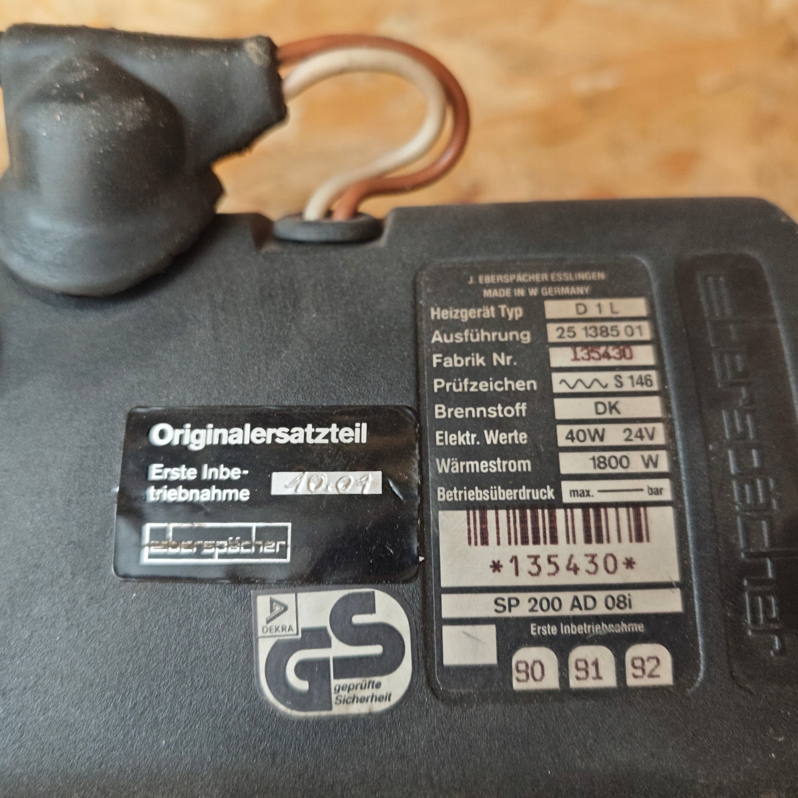 Calefactor Webasto D1L, Número de pieza 25138501 usado 3