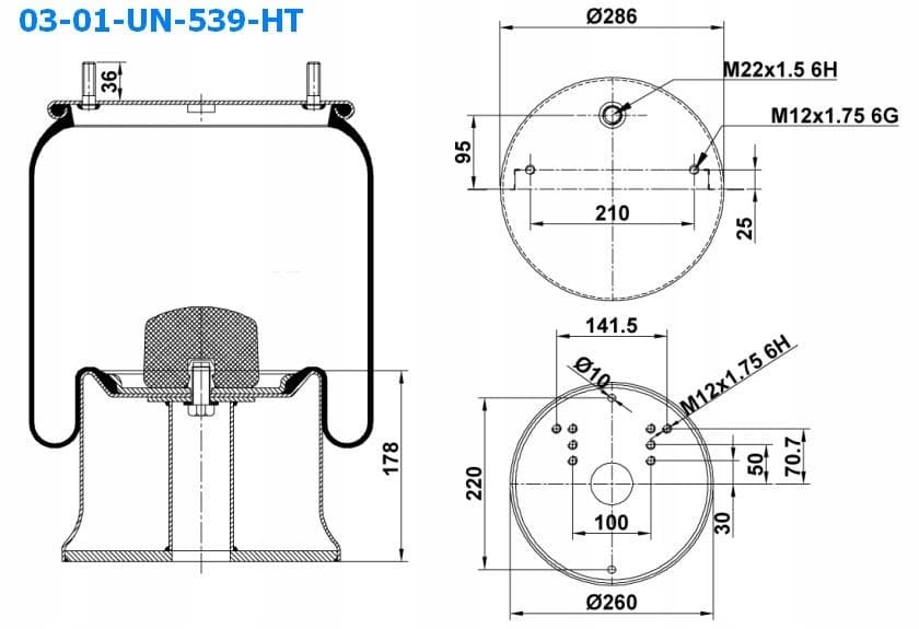 Cojín de Suspensión Neumática Schmitz Mercedes 1DK28F-3 nuevo 2