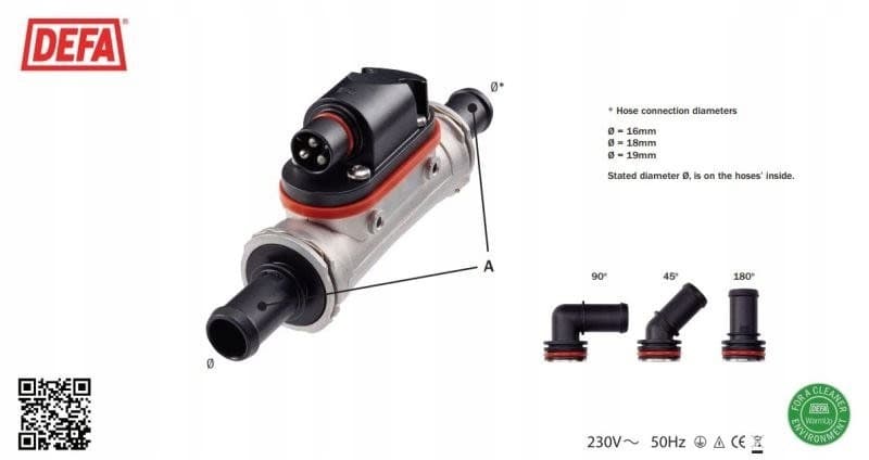 Calentador universal de motor 230V d16 Defa 412761 nuevo 3