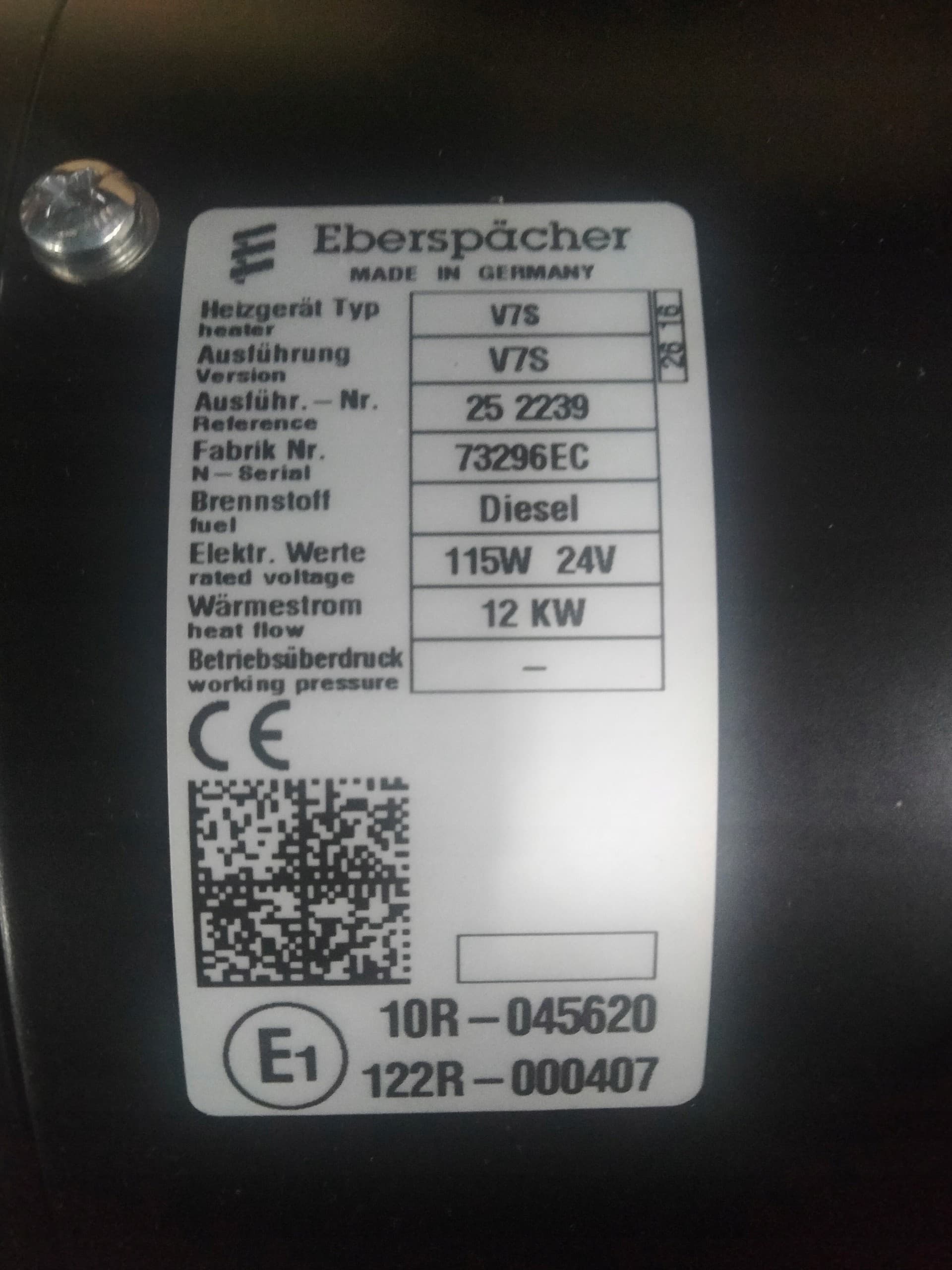 Calefacción Auxiliar de Combustión Tatra 24V Eberspacher V7S nuevo 2