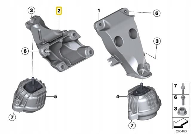 Soporte de Motor BMW F22 F30 F32 Original 22116857560 nuevo 4