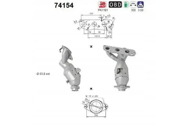 Catalizador AS 74154 para Nissan Micra IV (K13K) nuevo