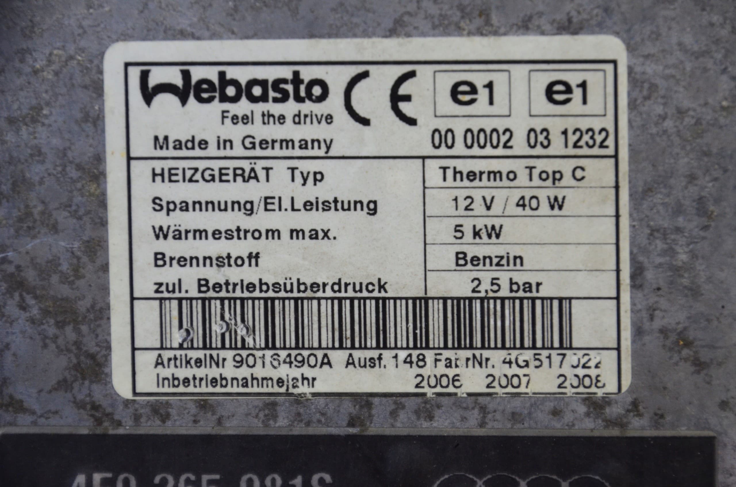 Bomba de agua Webasto VW Audi 4E0265081S usado 6