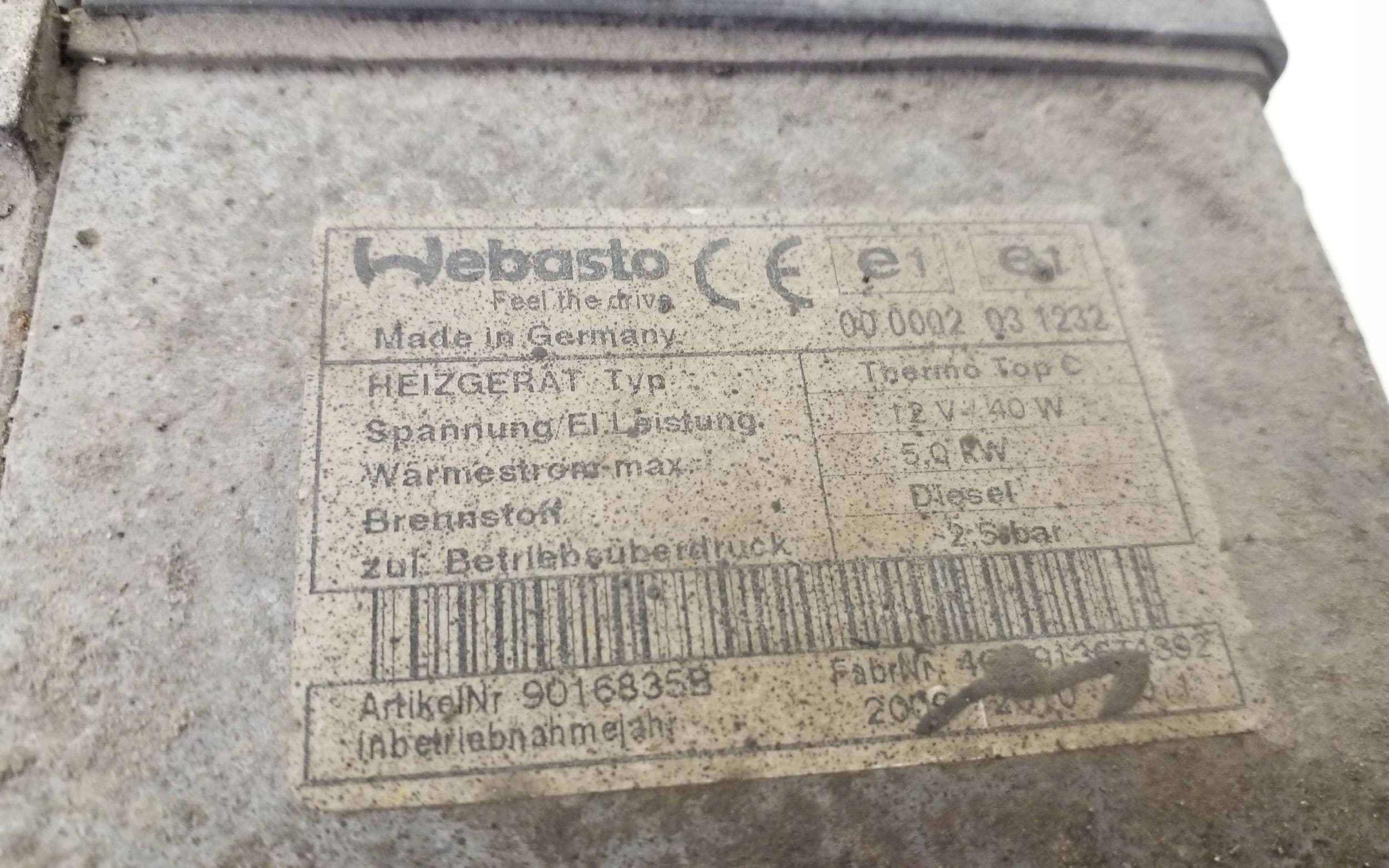 Calefactor de estacionamiento Fiat Scudo 2009 (Webasto) 67889C usado 3