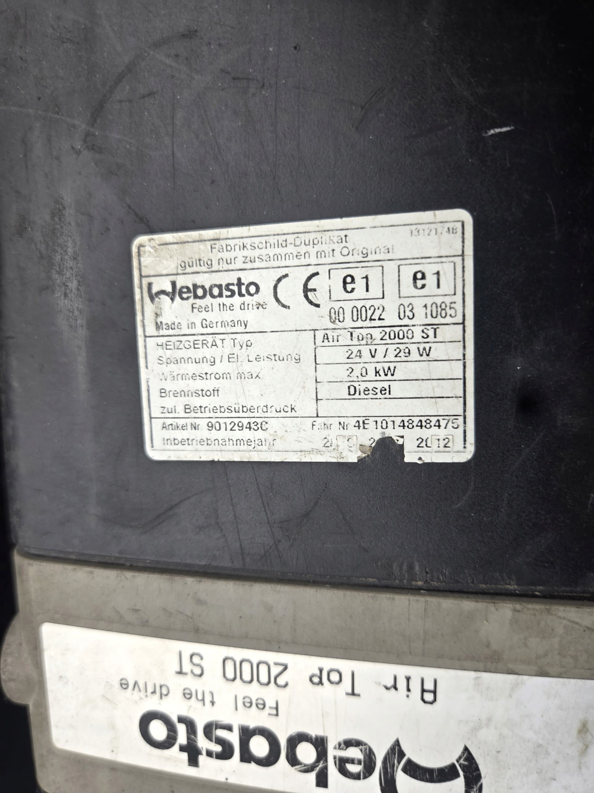 Calefactor de Aire Diesel Webasto Air Top 2000 ST usado 3