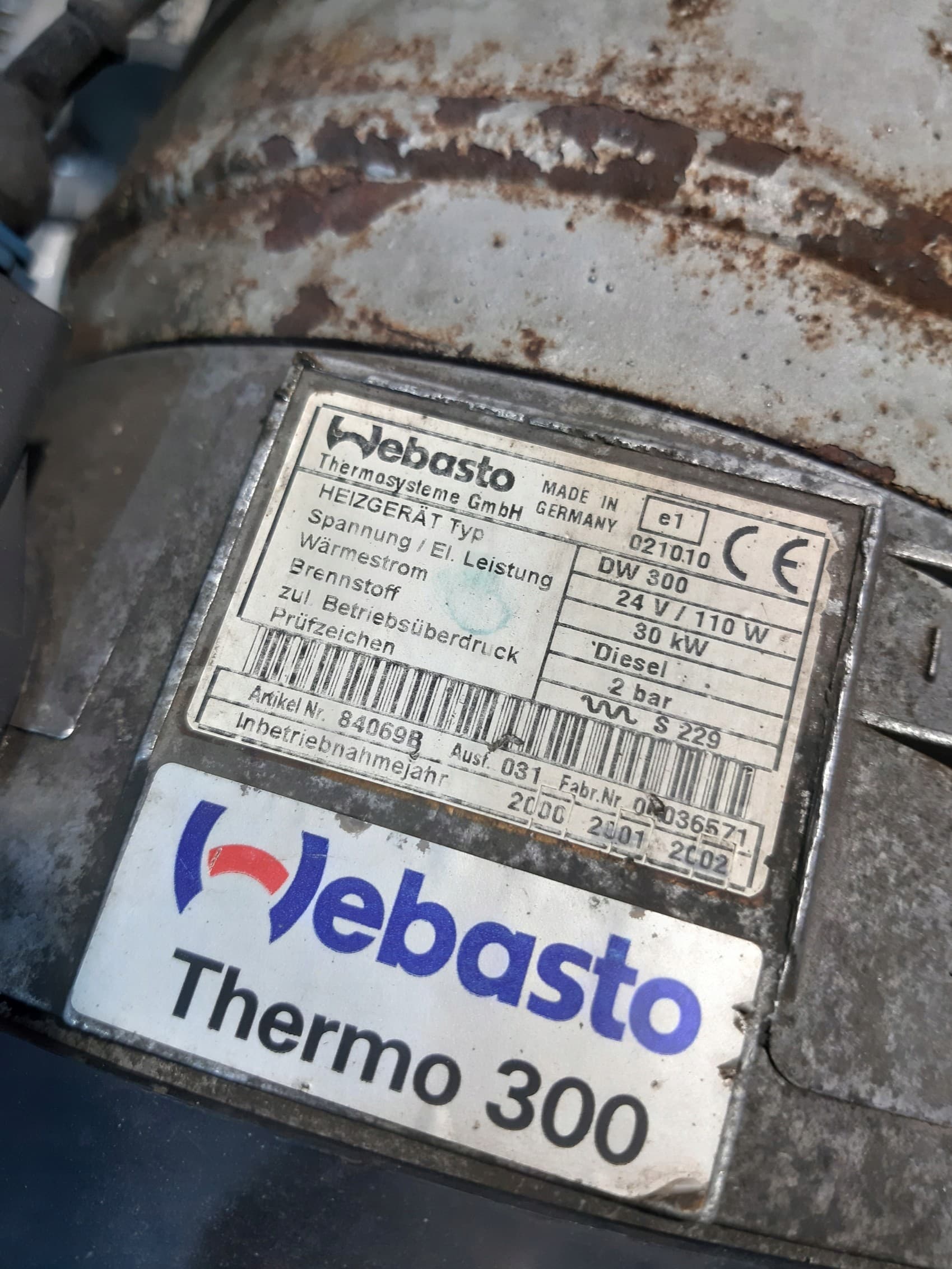 Calefactor estacionario Webasto DW 300 30KW 24V/110W 2bar usado 2