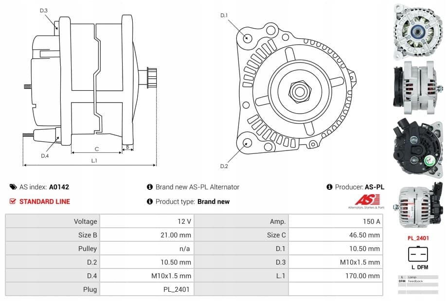 Alternador completo As-Pl A0142 nuevo 7