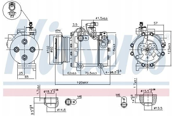 Compresor de aire acondicionado Nissens 89349 nuevo 8