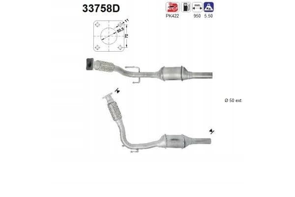 Catalizador AS 33758D para VW Polo 6N 1.7D 1.9D nuevo