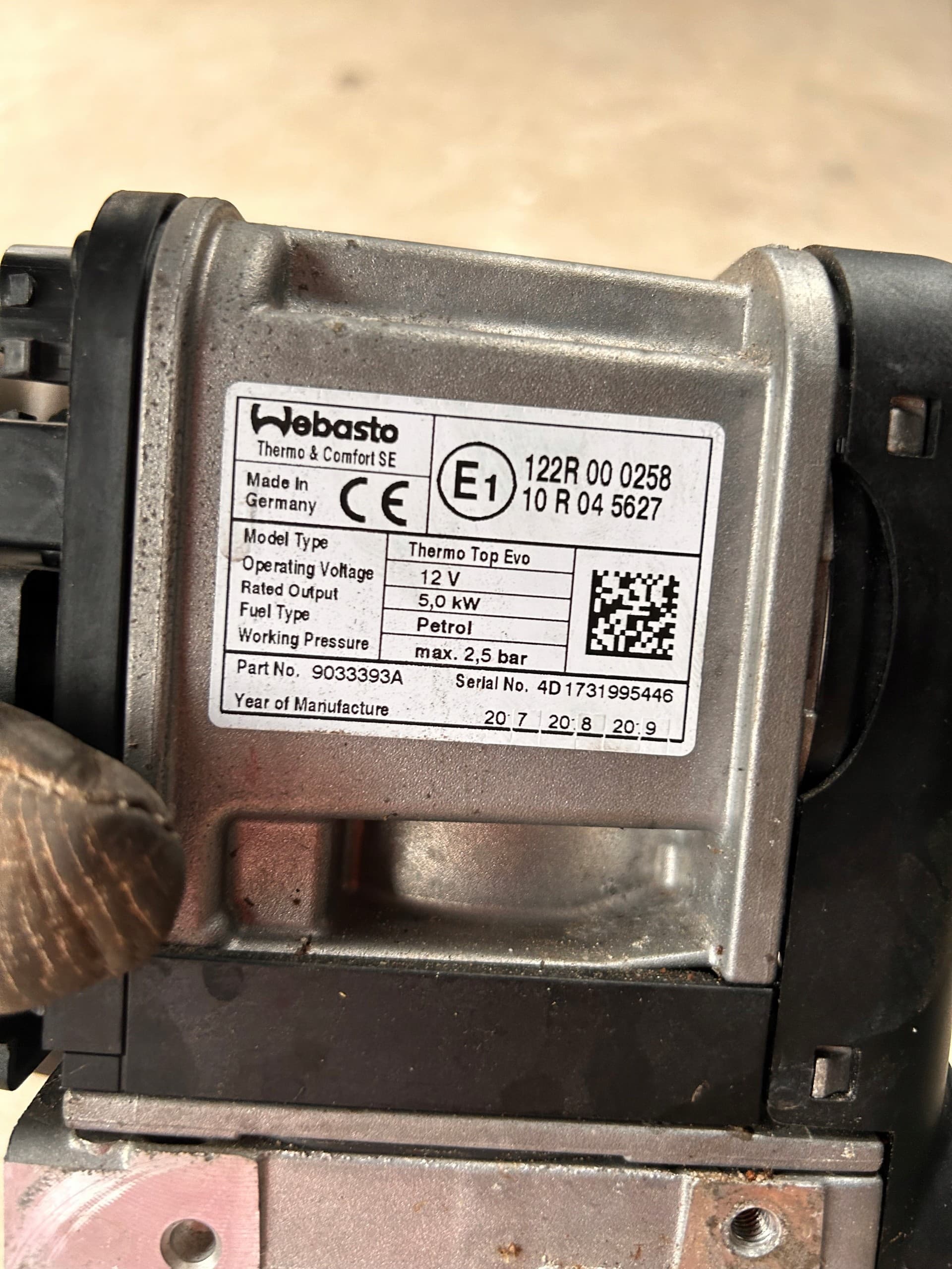Calefactor estacionario Webasto 122R000258 usado 4