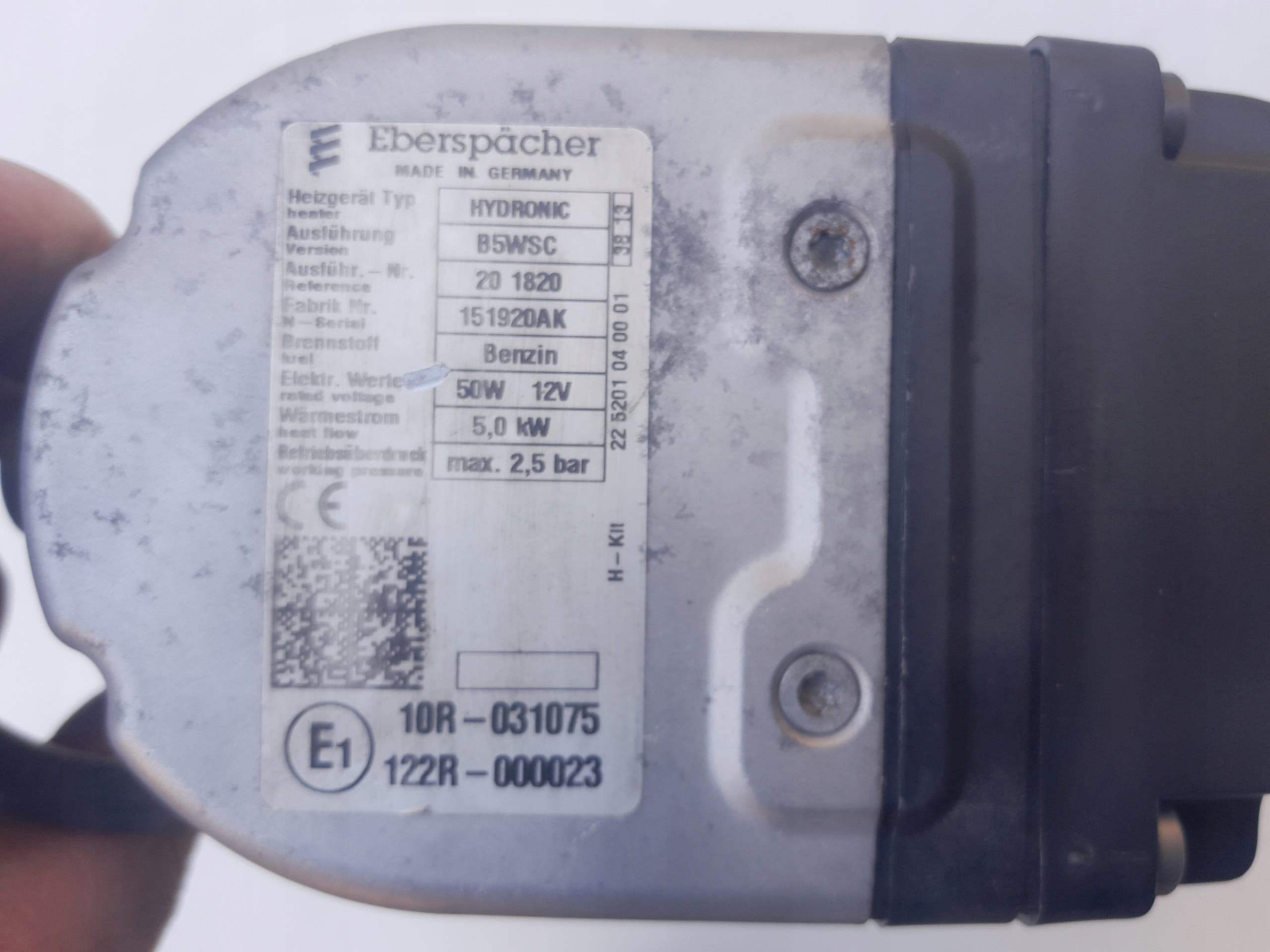 Calefactor de agua Webasto Hydronic B5WSC 5 kW 12V gasolina reacondicionado 3
