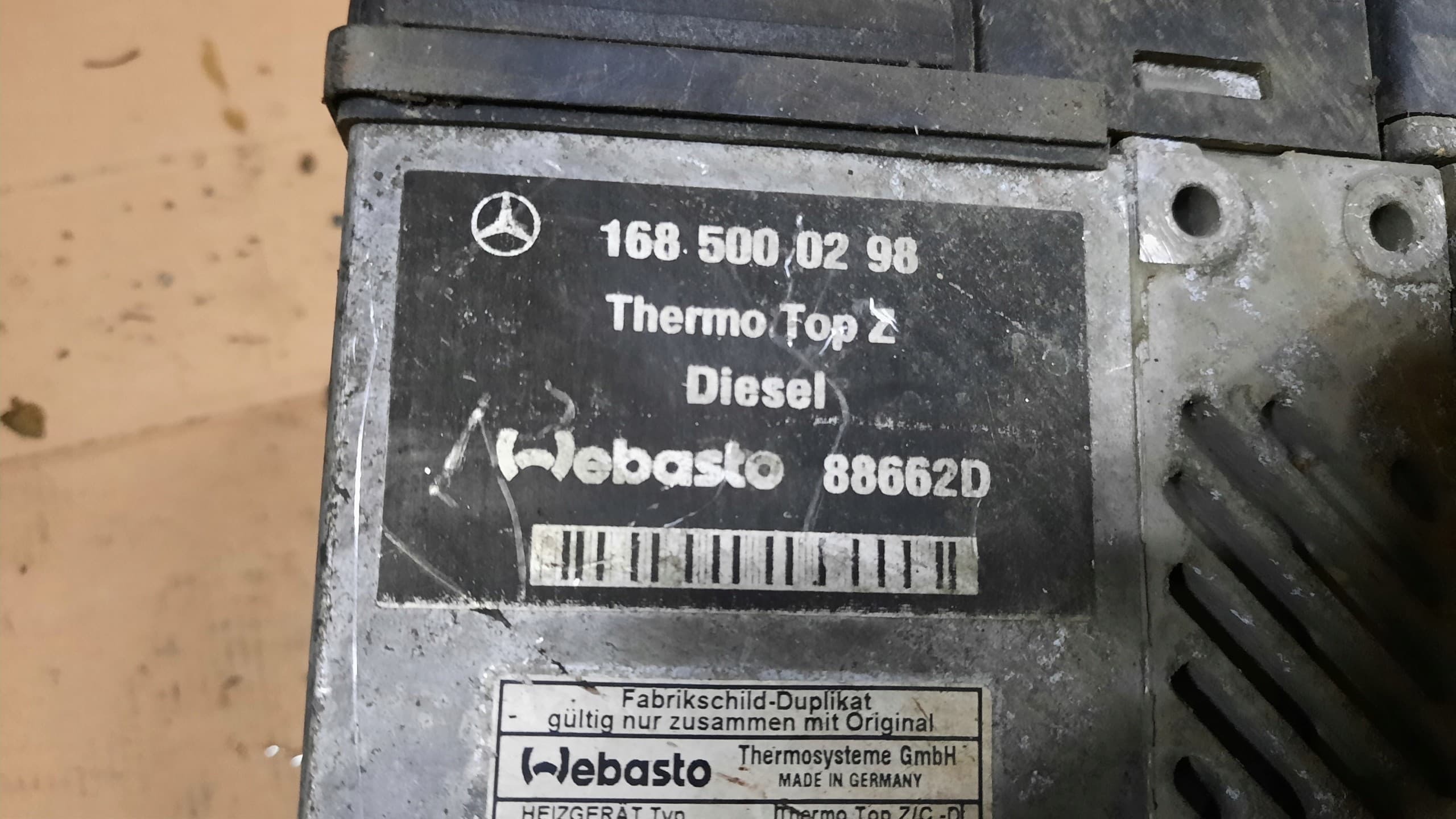 Webasto Mercedes A 170 1.7D 168 500 02 98 usado 4