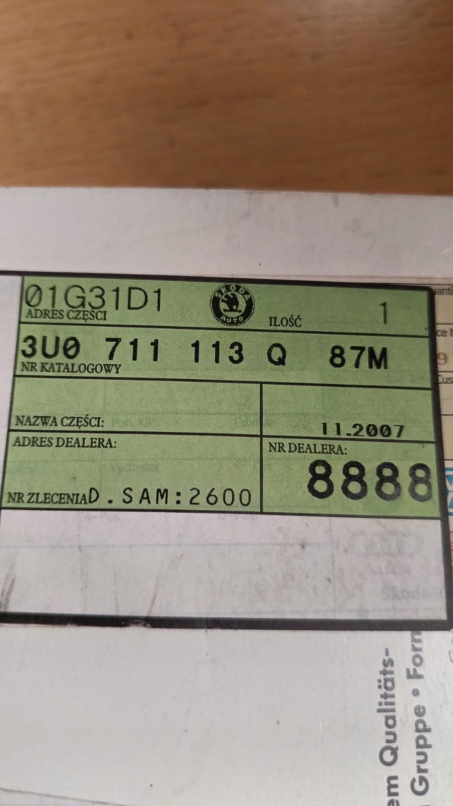 Pomo de Cambio con Fuelle 3U0711113Q87M nuevo 2