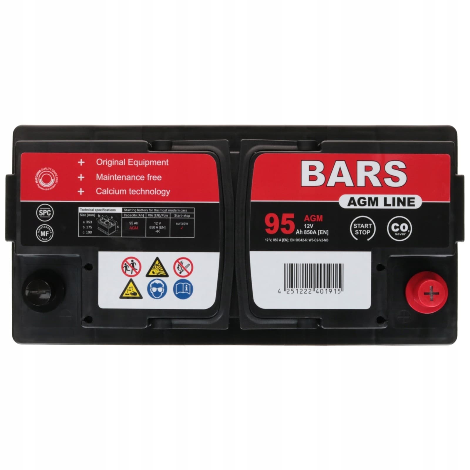 Batería Bars Agm Line 12V 95Ah 850A L5 P Start-Stop nuevo 3