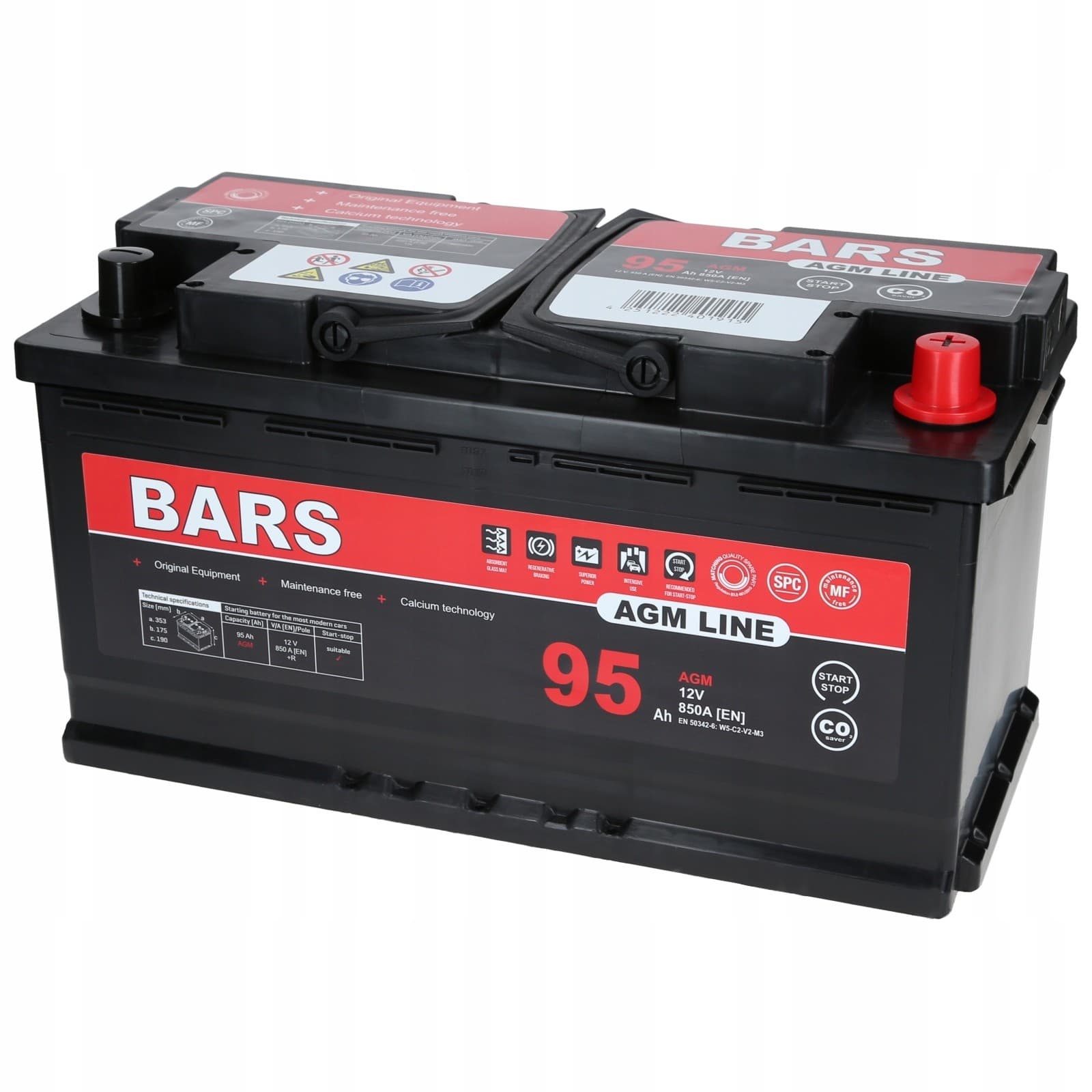 Batería Bars Agm Line 12V 95Ah 850A L5 P Start-Stop nuevo 4