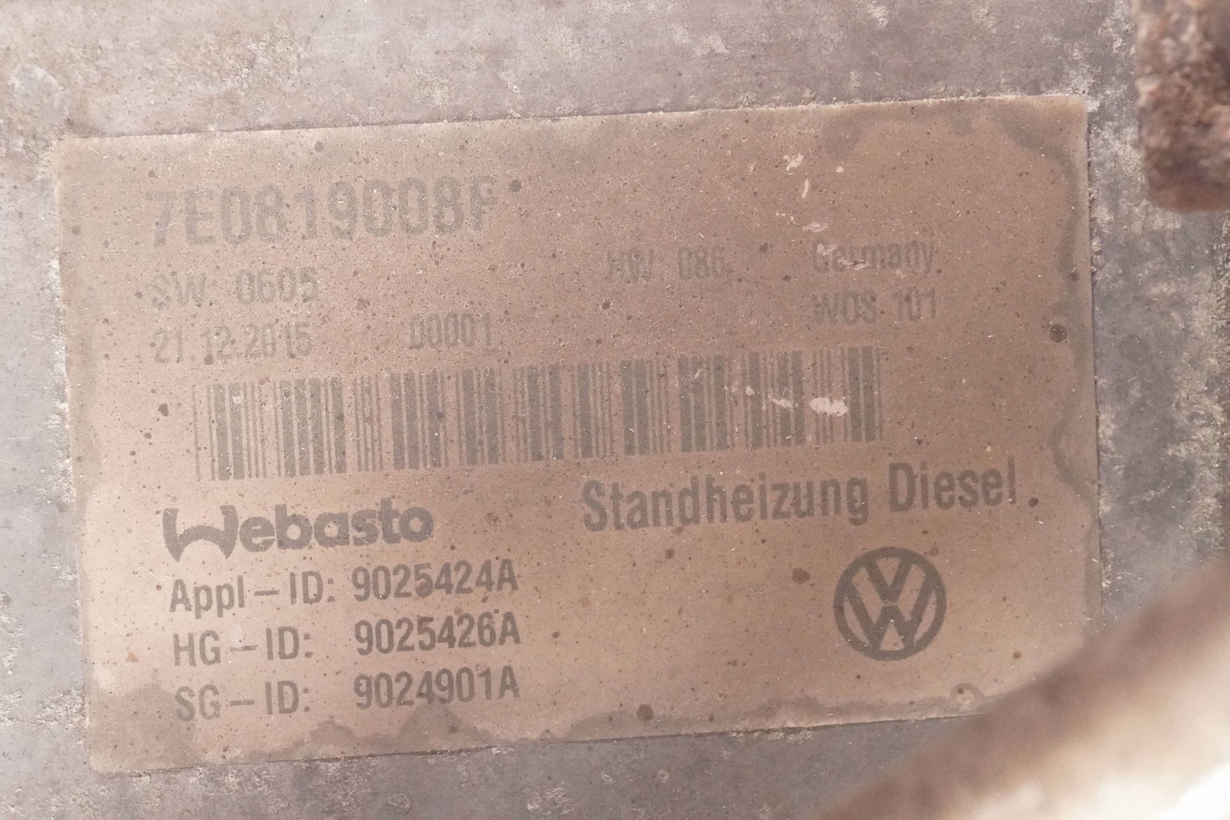 Calefactor estacionario Webasto VW T5 7E0819008F 9025426A usado 9