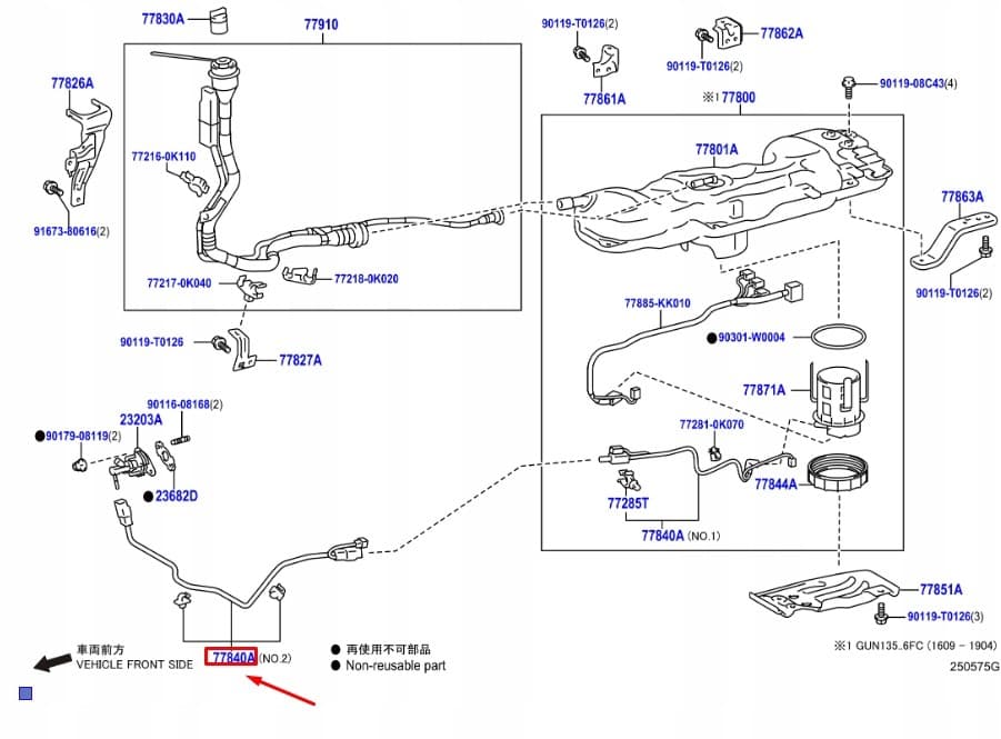 Tubería de Urea Toyota Hilux MK8 778400K011 Original nuevo