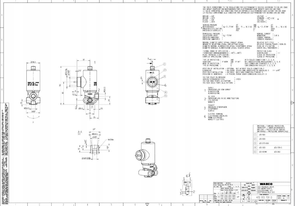Válvula Magnética Wabco 4721737010 nuevo 4