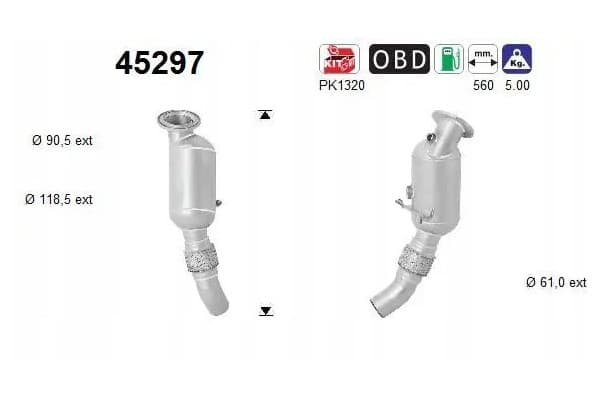 Catalizador AS 45297 para BMW nuevo 2
