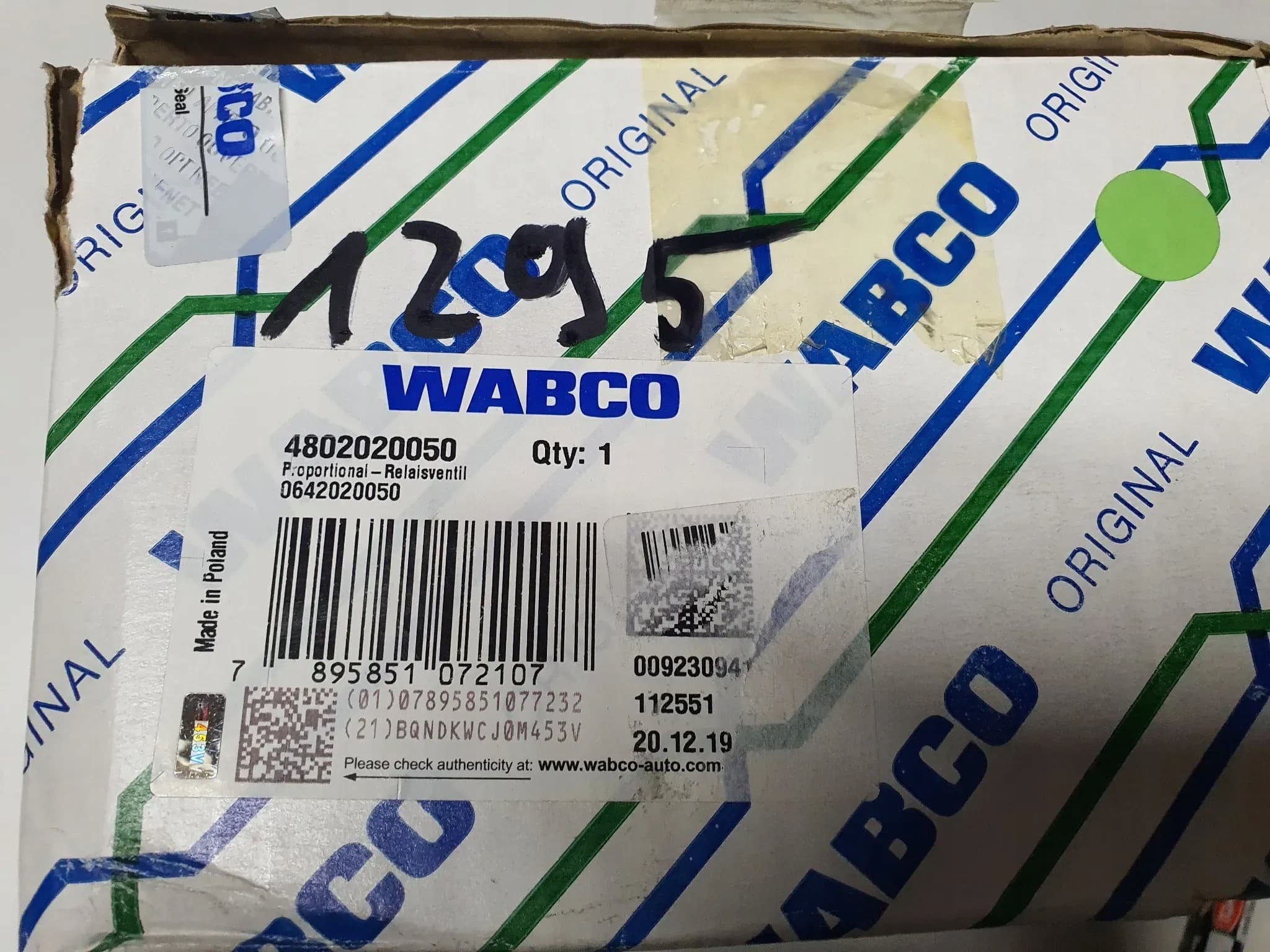 Válvula de Control de Remolque Wabco 4802020050 nuevo 2