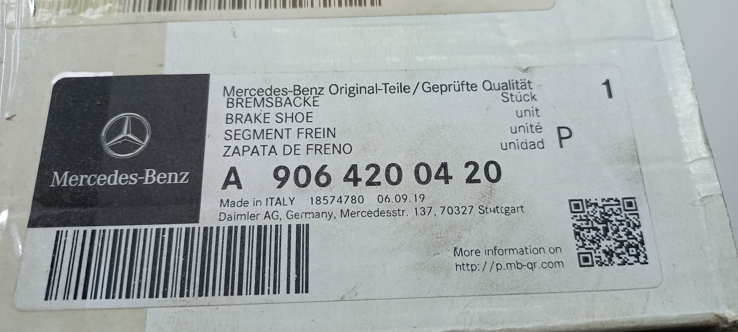 Juego de Zapatas de Freno Traseras Originales Mercedes 907 nuevo 6