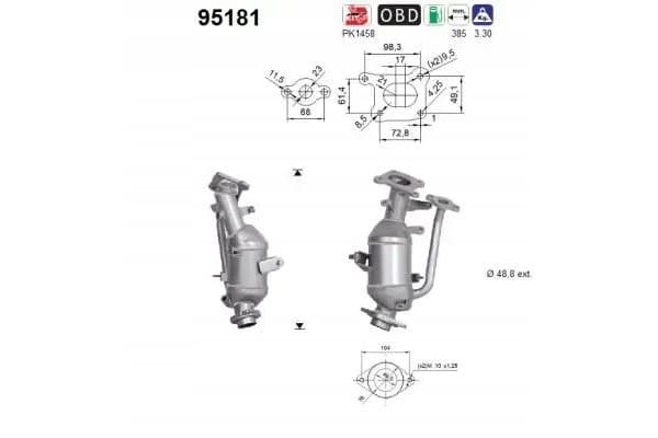 Catalizador AS 95181 para Toyota Euro 6 nuevo 2