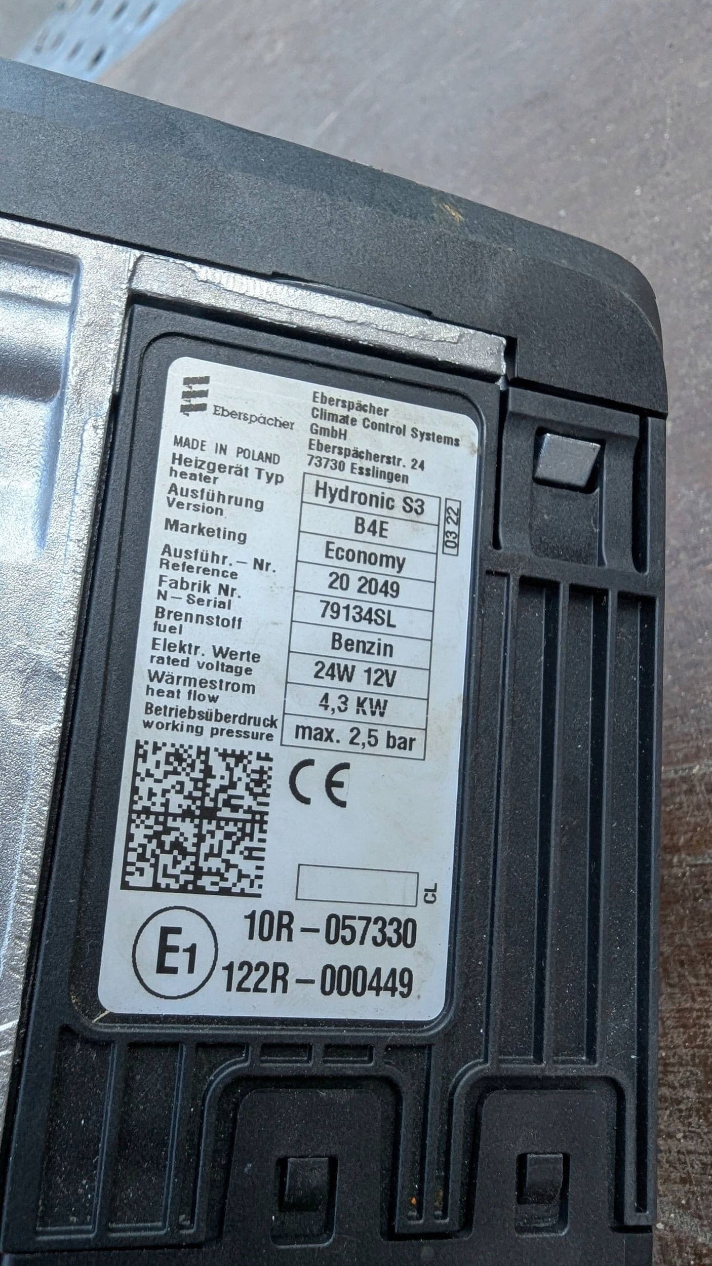 Calefactor estacionario Webasto 10R057330 usado 5