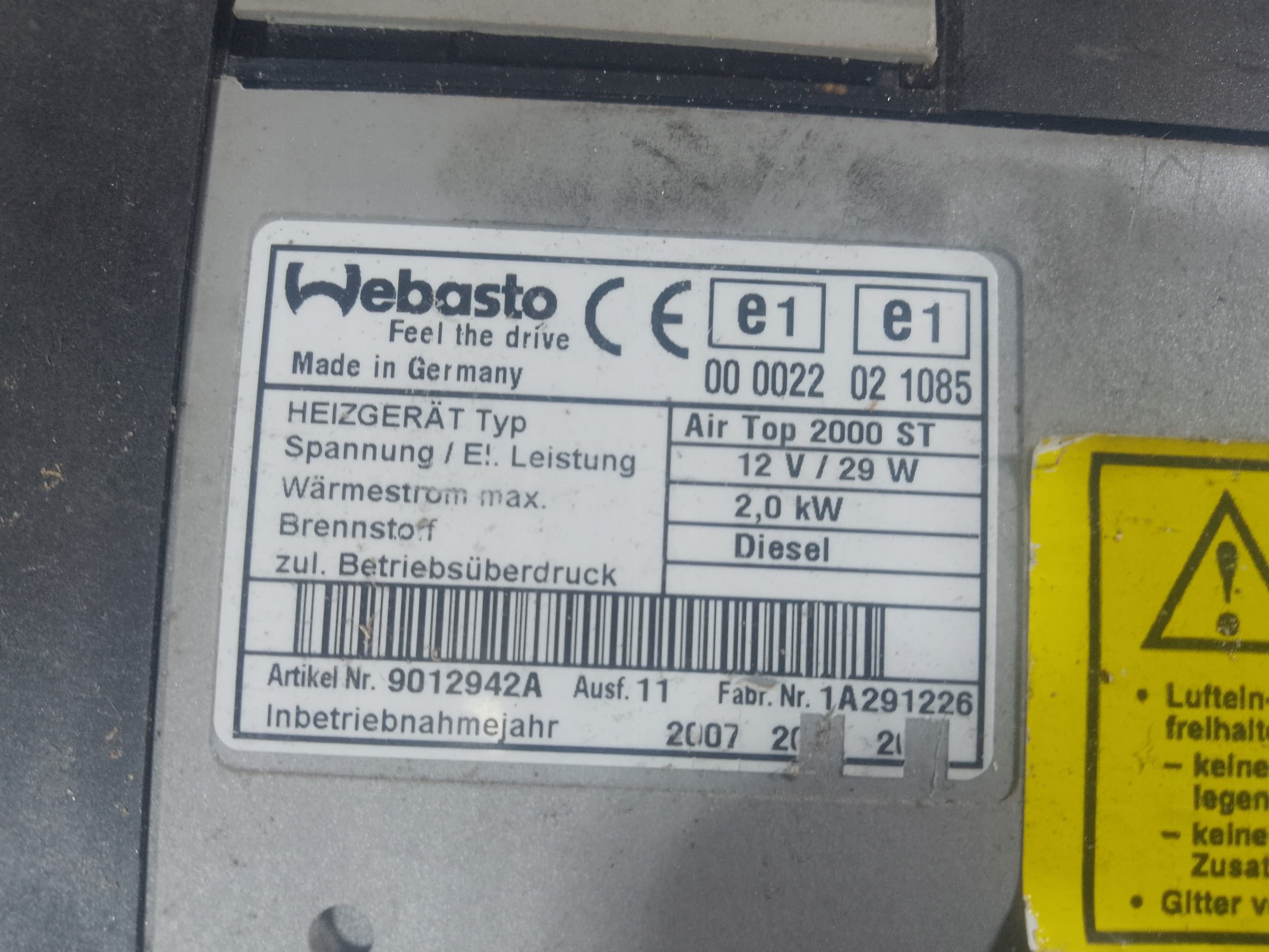 Calefactor estacionario Webasto 9012942A usado 7