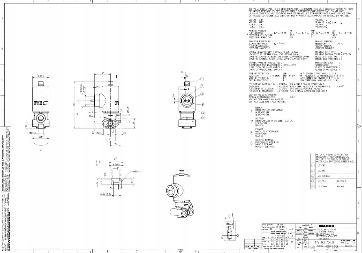 Válvula magnética Wabco 4721737010 nuevo 4