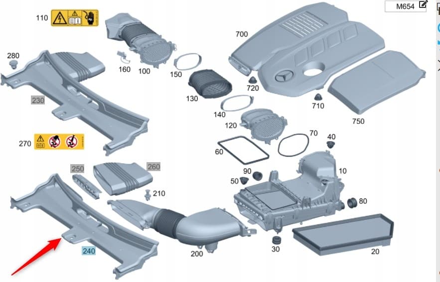 Protector de Correa Delantero Mercedes C W206 A2065000400 nuevo