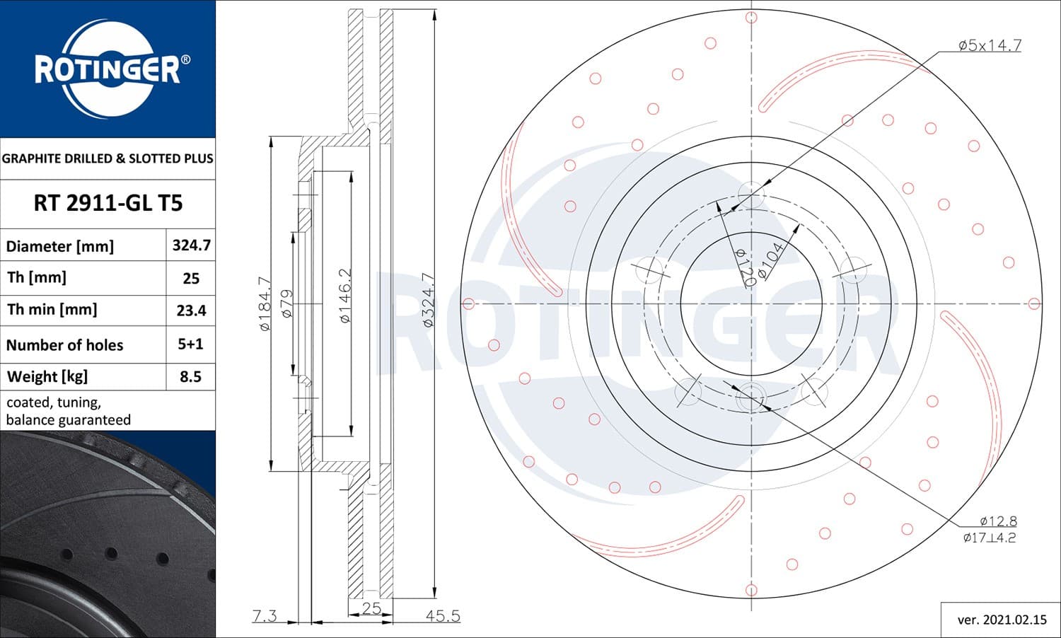 2 Discos de freno Rotinger RT 2911-GL T5 nuevo 2
