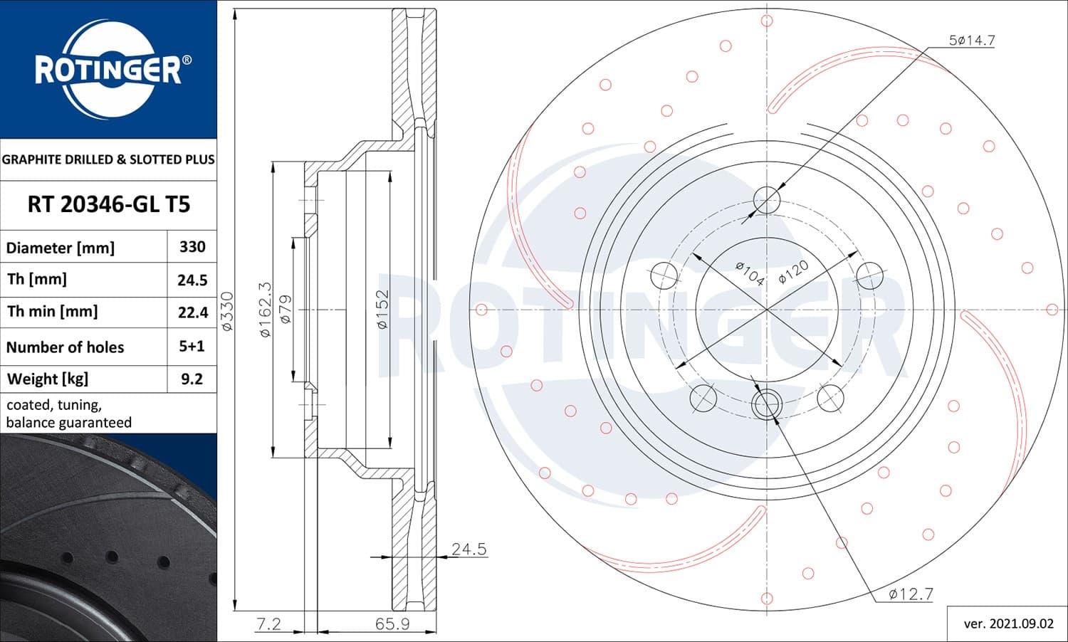 2 Discos de freno Rotinger RT 20346-GL T5 nuevo 2