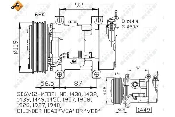 Compresor de Aire Acondicionado Nrf 32227 nuevo 4