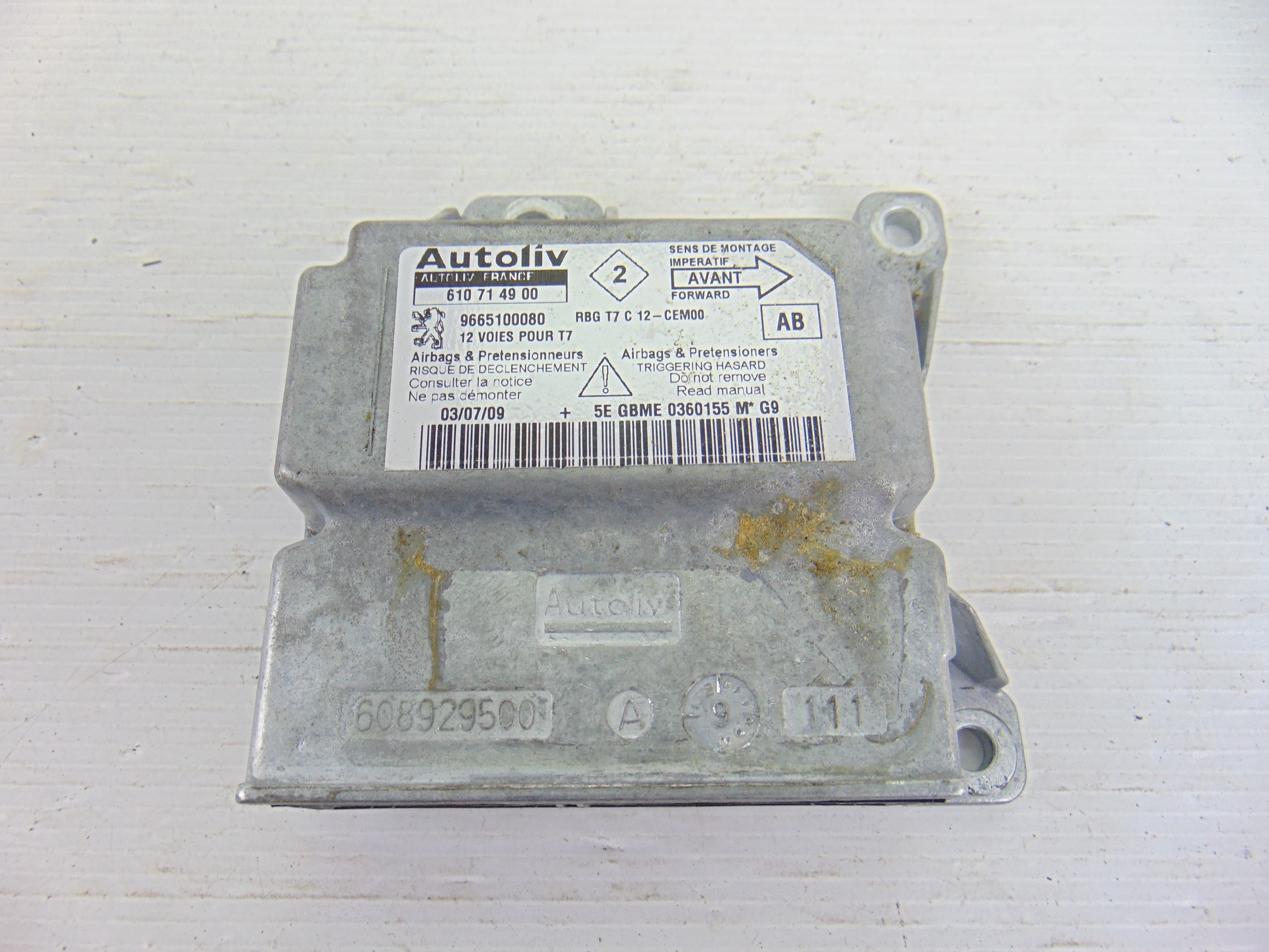 Centralita airbag, Peugeot 308 Premium 2009, 9665100080 usado