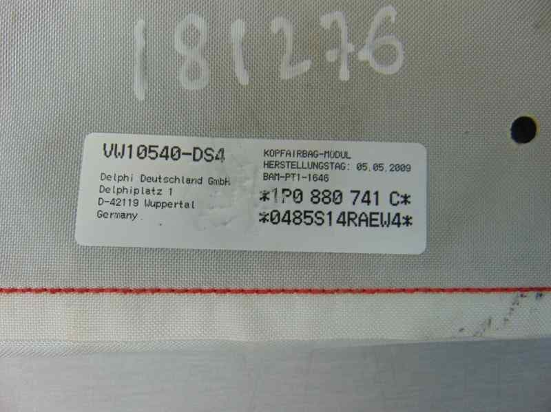 Airbag cortina delantero izquierdo, 1P0880741C usado 3