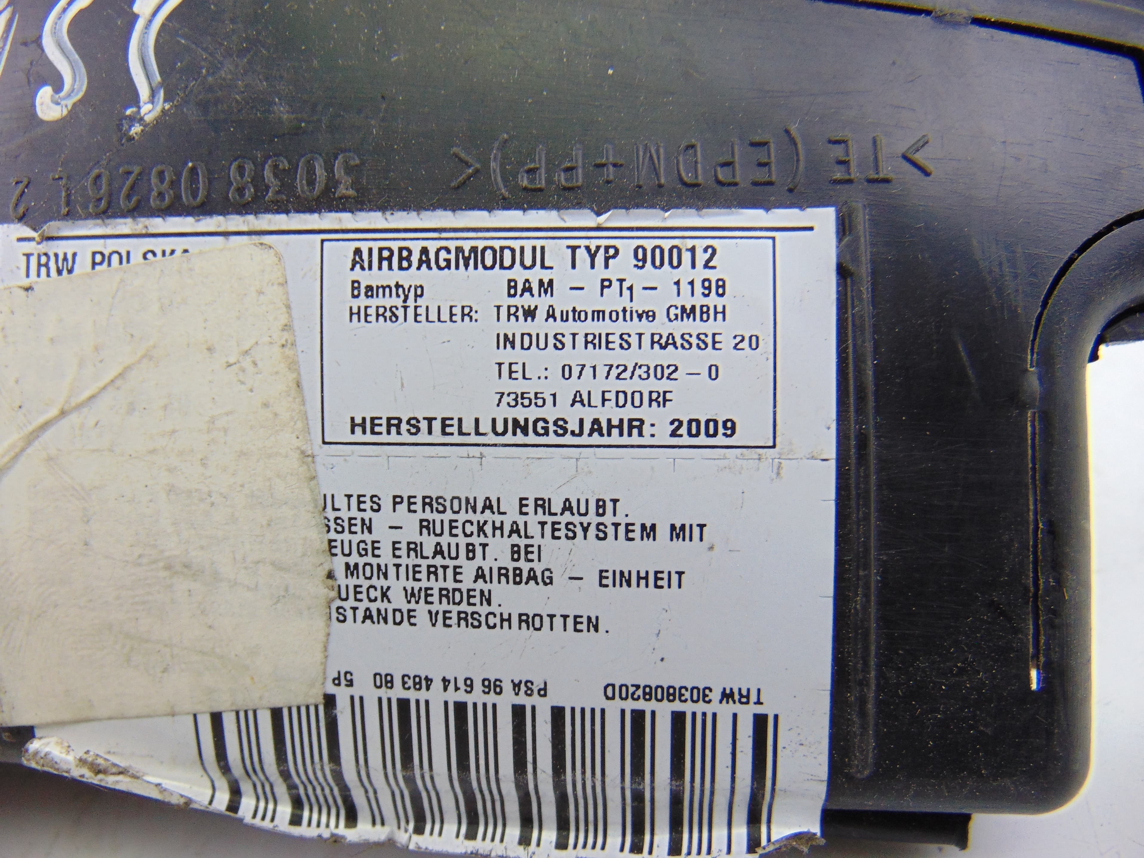 Airbag lateral izquierdo, Peugeot 308 Sw Confort 2009, Asiento usado 4