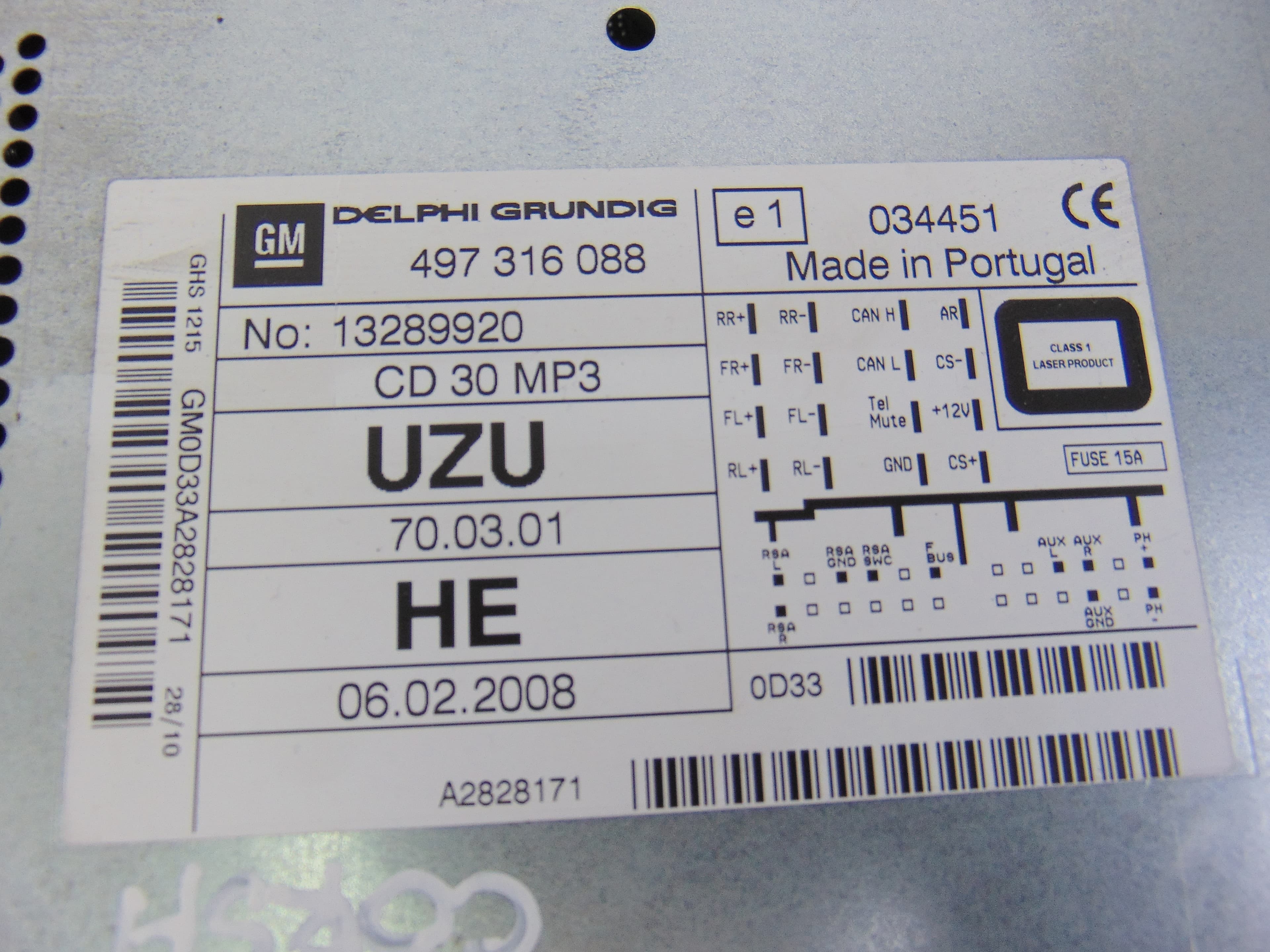 Sistema audio / radio cd, Opel Corsa D Sport 2010, 13289920 usado 4