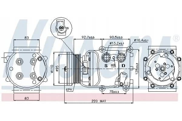 Compresor de aire acondicionado Nissens 89071 nuevo 5