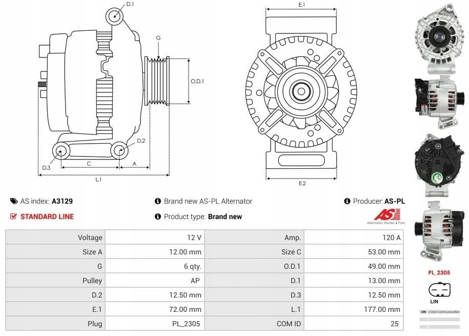 Alternador As-Pl A3129 nuevo 6