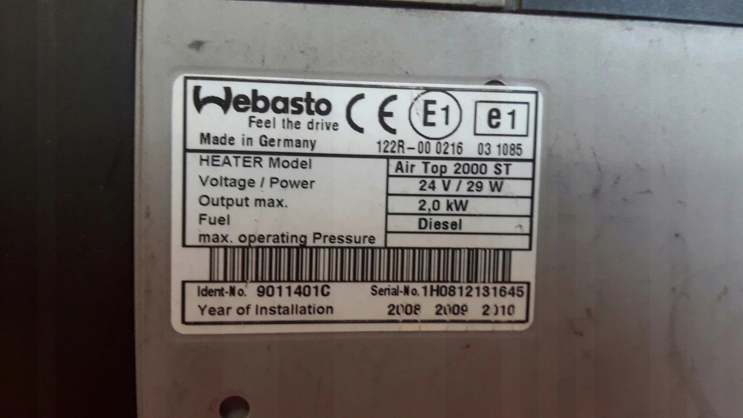 Calefactor Webasto Air Top Evo 2000 para Volvo FH4 usado 2