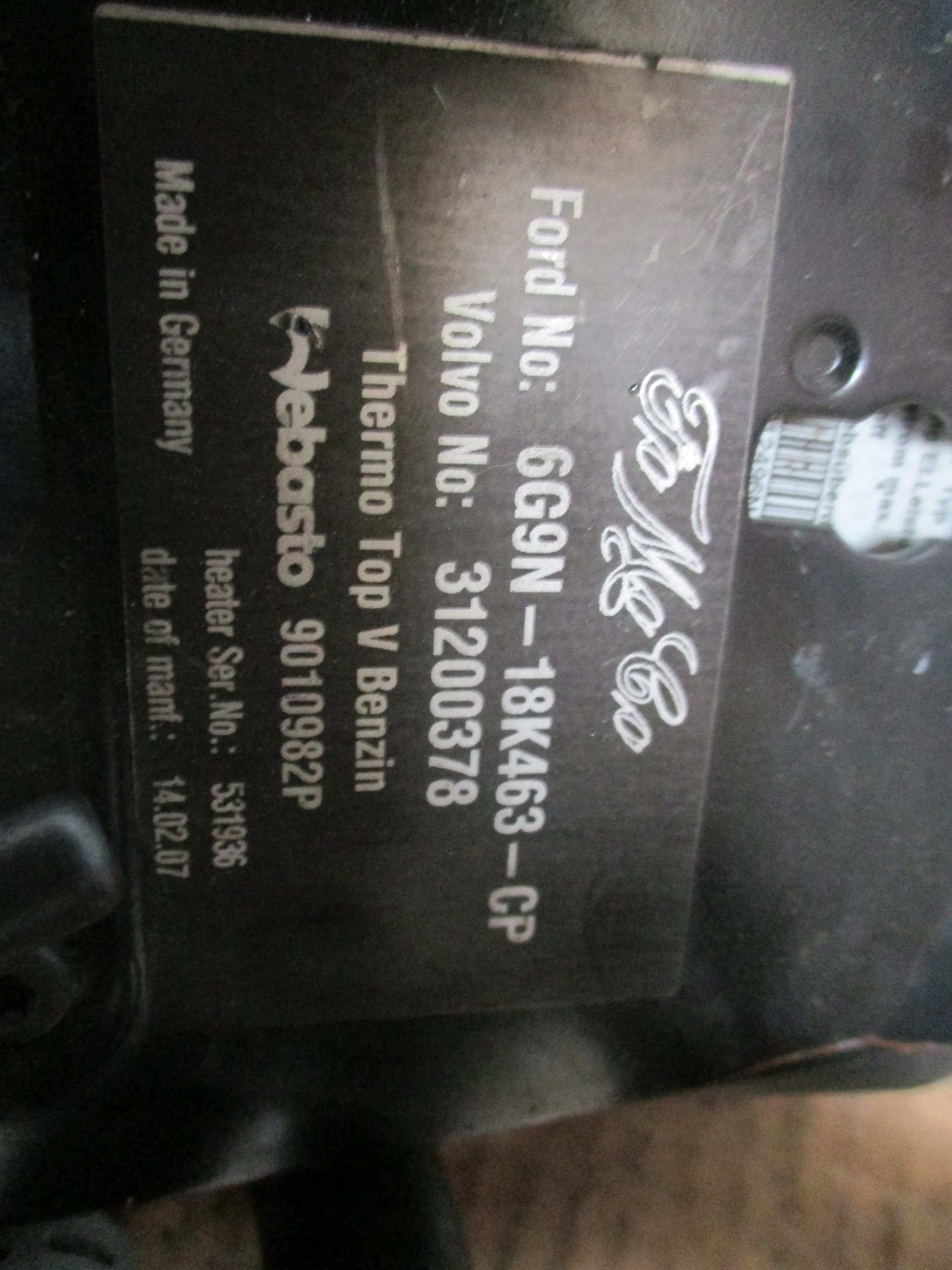Ford MK4 Webasto Gas 6G9N-18K463-CP usado 3
