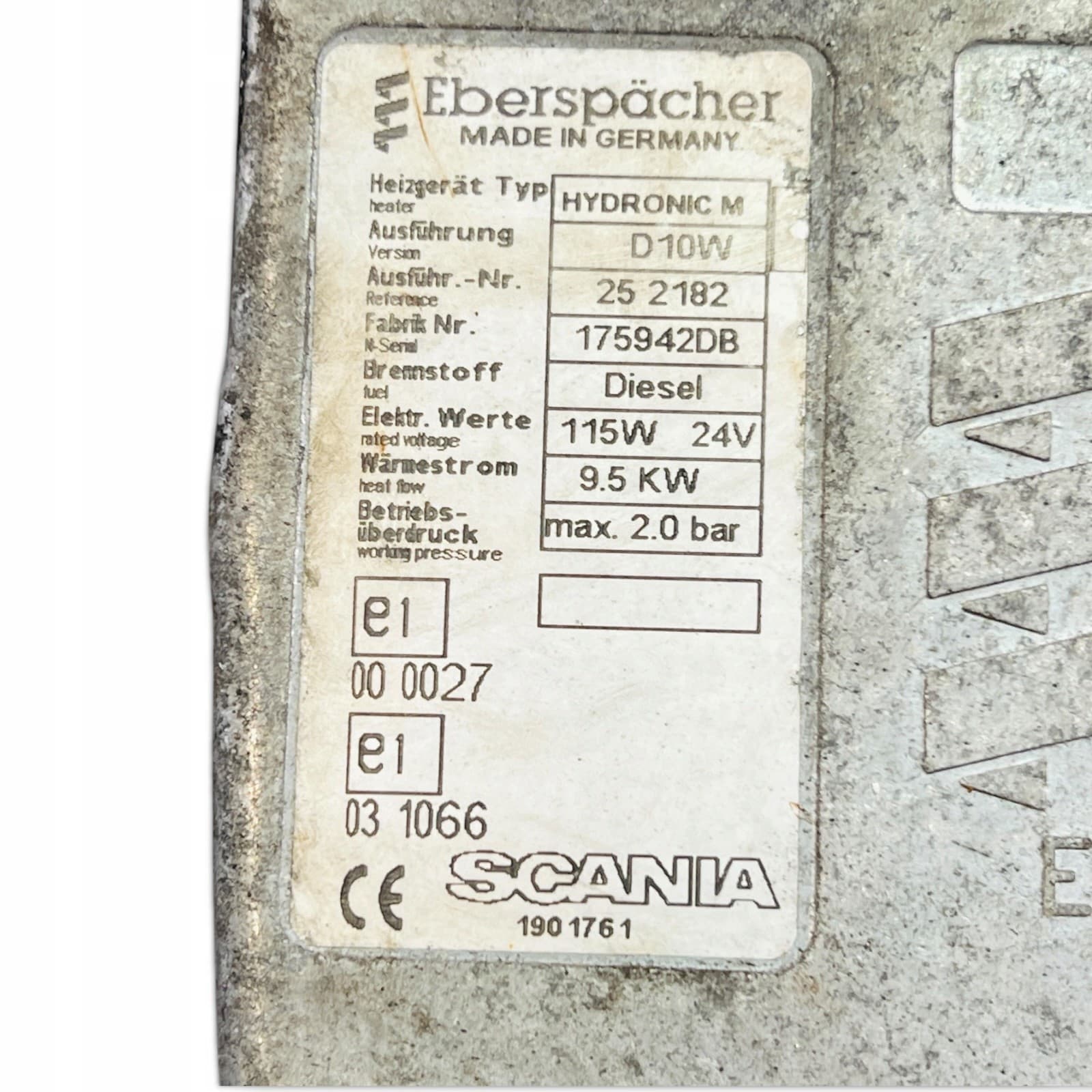 1857080 Calentador de Agua Scania usado 3