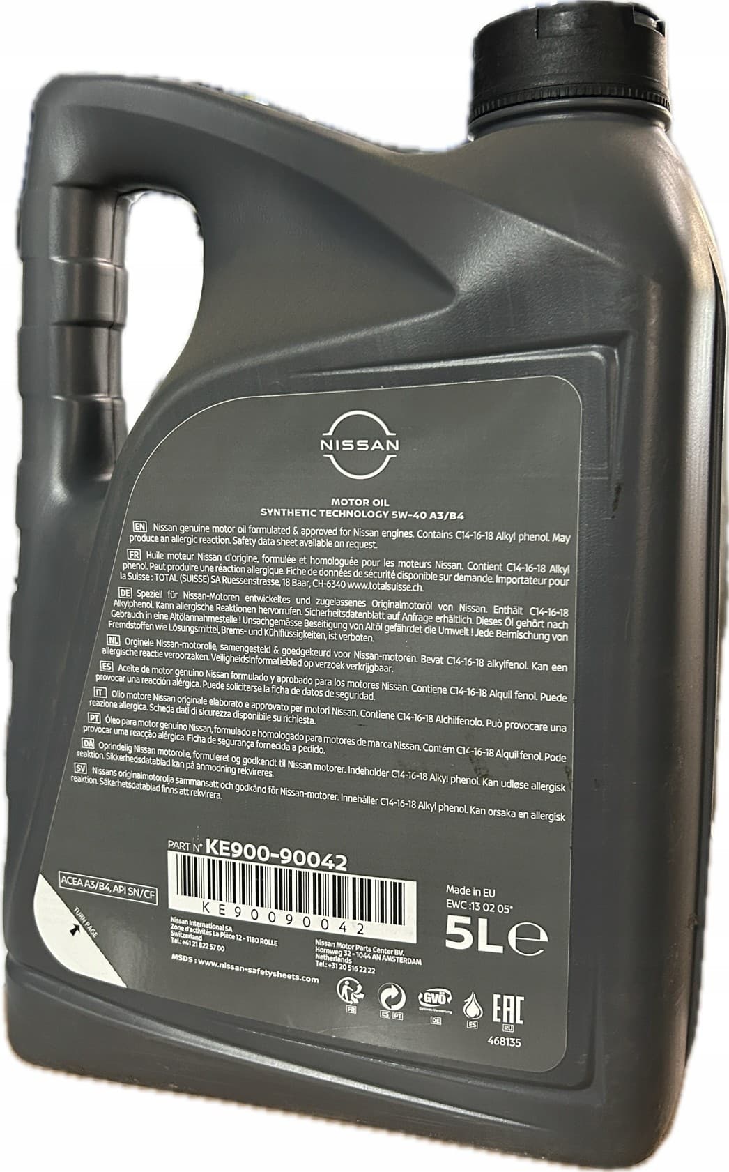 Aceite Nissan 5W40 5L nuevo 2
