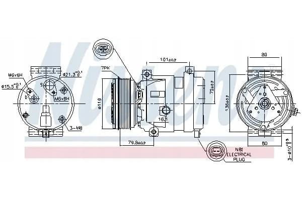 Compresor de aire acondicionado Nissens 89267 nuevo 7